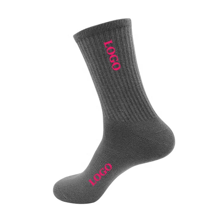 Design Your logo Non slip Fitness Crew Socks for Men Women Customized Sporty Athletic Socks for Summer Autumn
