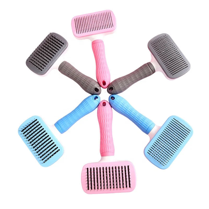 Stainless Steel Self-Cleaning Hair Removal Comb Pet Hair Brush Cleaning Supplies for Bathing for Small Animals Dog Comb