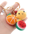 Wholesale Kawaii Crochet Fruit Keychain Hand Knitted Plush Watermelon Orange Strawberry Bag Charm Accessories Cute Keychain