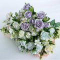 New Style Handmade Soft Cloth Artificial Rose Bouquet for Wedding New Year Flower Wall Backdrop Decoration