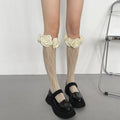 Autumn Women's Anti-Slip Lace Pile Stockings with Flowers Candy Color Handmade Tube Socks Wholesale for Girls
