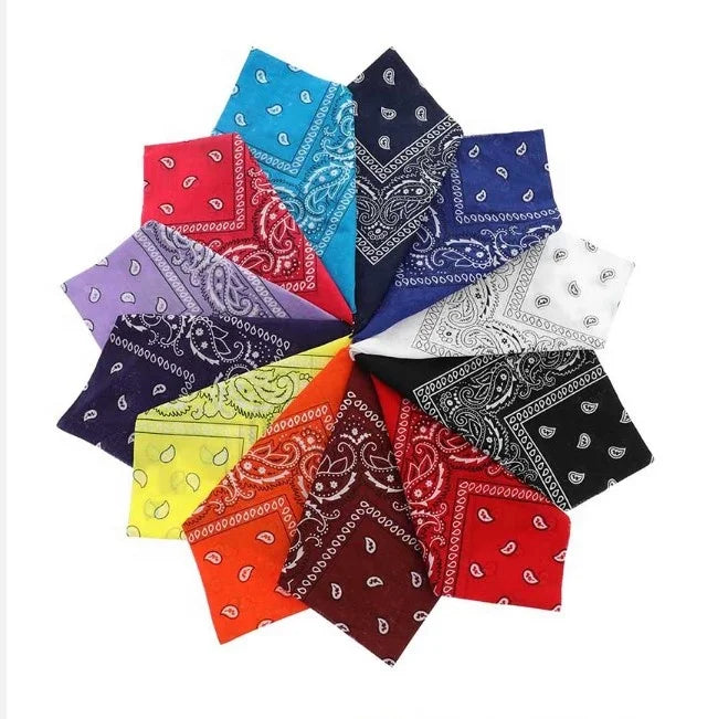 Factory Popular 24 Colors Paisley Bandanas 100% Cotton in Stock Low Price Good Quality