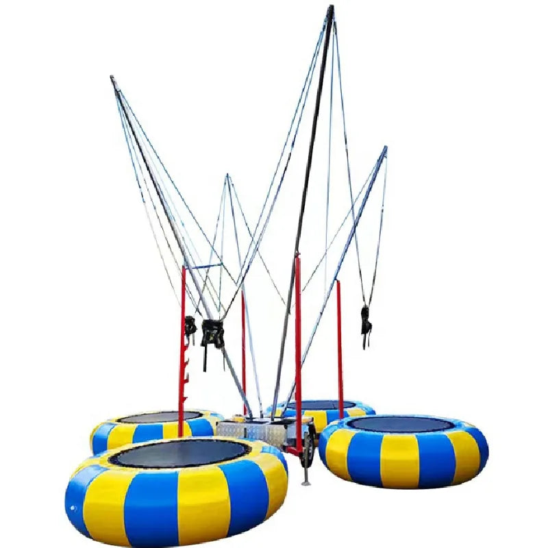 New Design Bungee Trampoline Inflatable Bungee with the Wheel for 4 Persons Bungee Jumping Trampoline for Sale