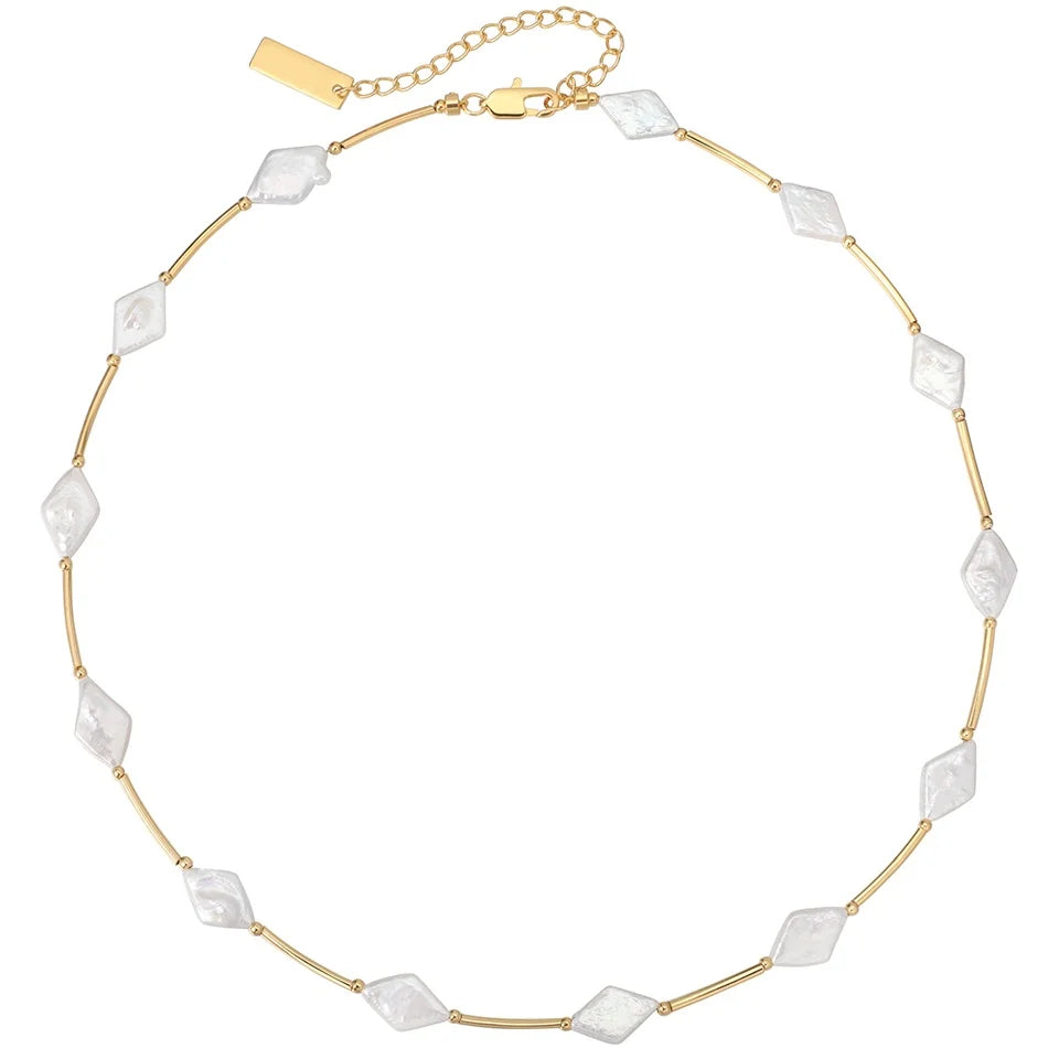 Original Design French Rhombus Irregular Natural Freshwater Baroque Pearl Necklace Women Jewelry Customized