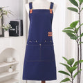 Custom Logo Cafe Bar Uniform Adjustable Waterproof Oil Resistant Canvas Chef Apron With Pockets