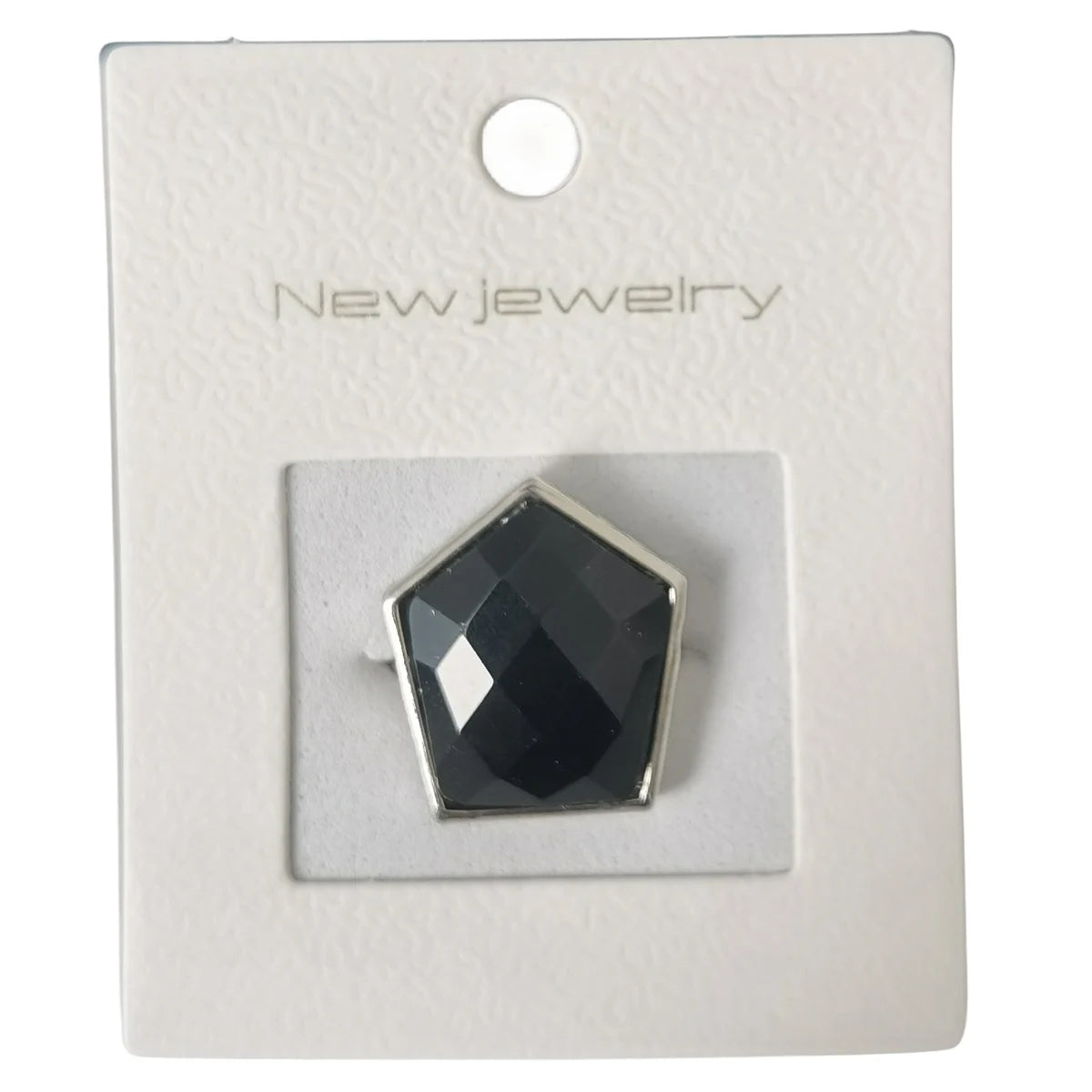 Natural Obsidian Stone Adjustable Rings Precious Pentagon Shaped Gemstone Jewelry for Women Anniversary Birthday Wedding Gift