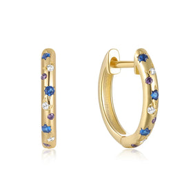 Fashion 925 Silver Jewelry Hoop Earrings Gold Plated Moon Star Color CZ Stones 18k Gold Plated Hoop Earrings Women