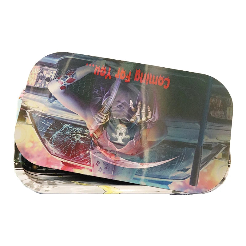 11*7inch 28.8*18.8cm 29*19cm 29x19cm Metal Rolling Trays With 3D Holographic Lenticular Magnetic Lid Cover Smoking Wholesale