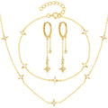 Fashion Jewelry Sets 925 Sterling Silver Star Diamond Necklace Earring Bracelet Jewelry Set Gold Plated Necklaces Women