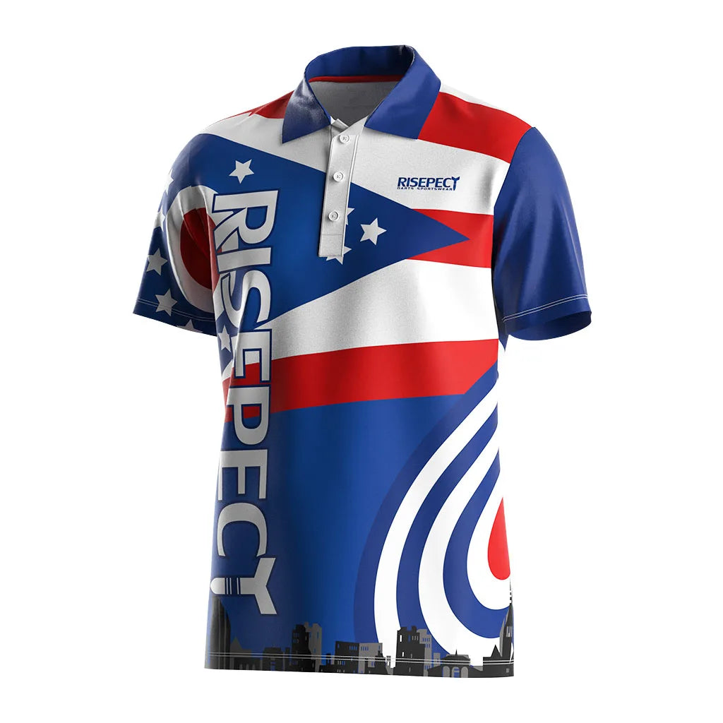 Fashion Sublimation Button Polyester Tee Shirt Polo Tshirts Unisex Darts Tee Shirts