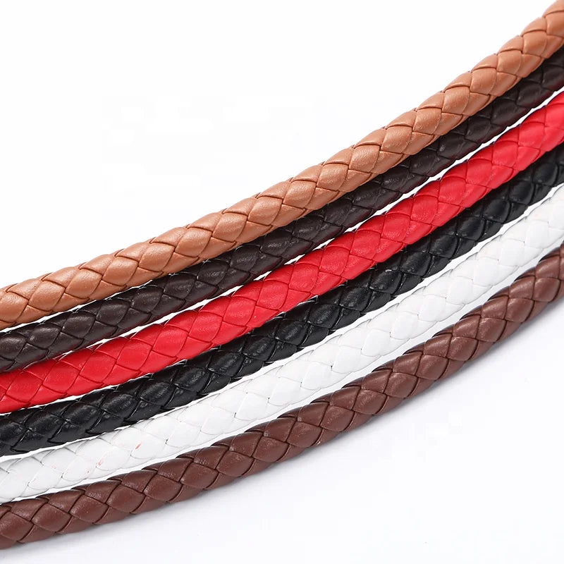Handmade Band Colorful 3/4/5/6mm Cow Leather Braided Rope String Cord Necklace Charms