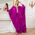 Latest Design Rose Red Embroidery Hand-studded Women Abaya Dubai Turkey Long Dress Muslim Cloak Bat Shirt Ethnic Clothing