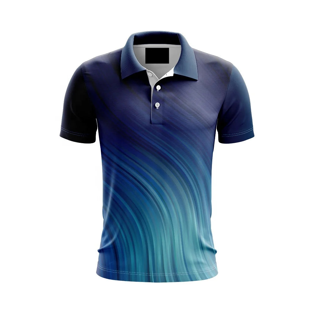 Performance Navy Unbranded Green 95% Polyester 5% Spandex Custom Polo T-shirt Golf Polo