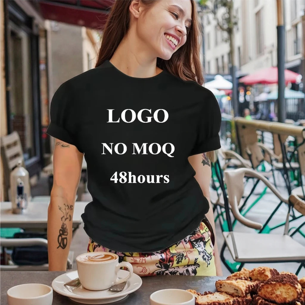 Wholesale Bulk Custom Logo Heat Transfer Printing Blank  Round Neck Oversized T-shirt Women