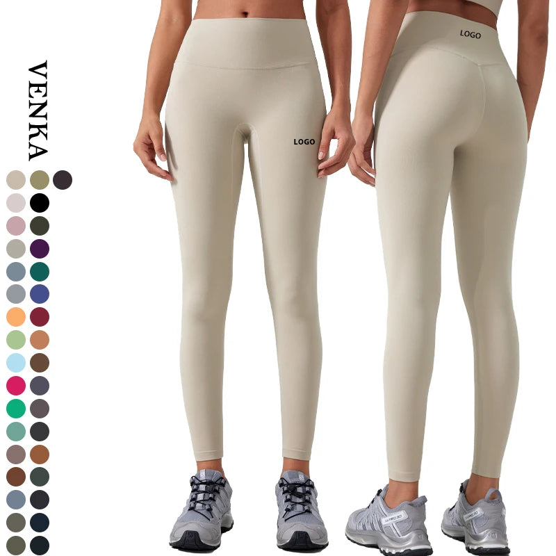 New Fashion High Quality No Front-Line High Waist Hip Lifting Elastic Sports Skin Friendly Gym Yoga Pants Leggings for Women