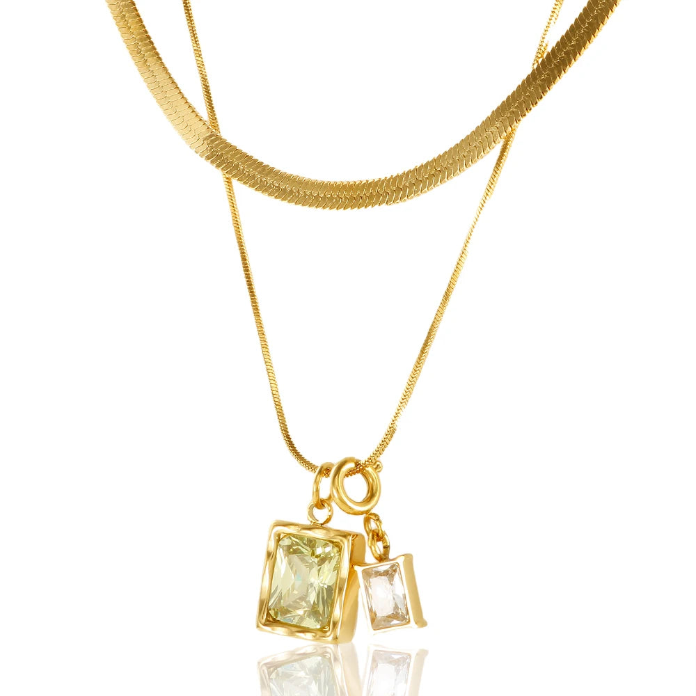 Women Elegant Custom Fashion Jewelry Dainty Crystal Gemstone Love Heart Pendant Necklace