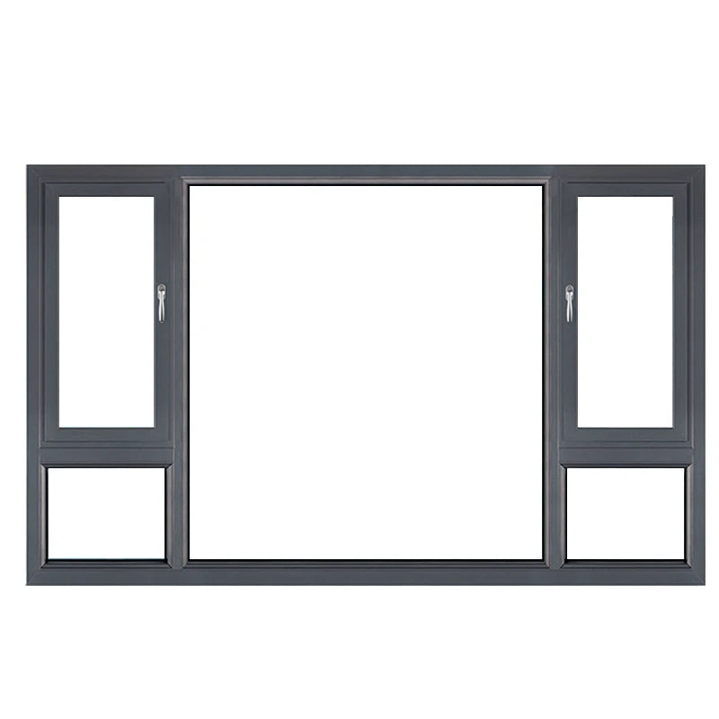 Customized Size Color Modern Aluminum Alloy Frame Double Tempered Glass Swing Casement Windows Doors Stainless Steel Flyscreen