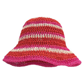 WD-A822 Bucket Hat Hand-Woven Summer Sun Outdoor Travel Beach Ladies Hat Handmade Floppy Collapsible Straw Hat Bohemia