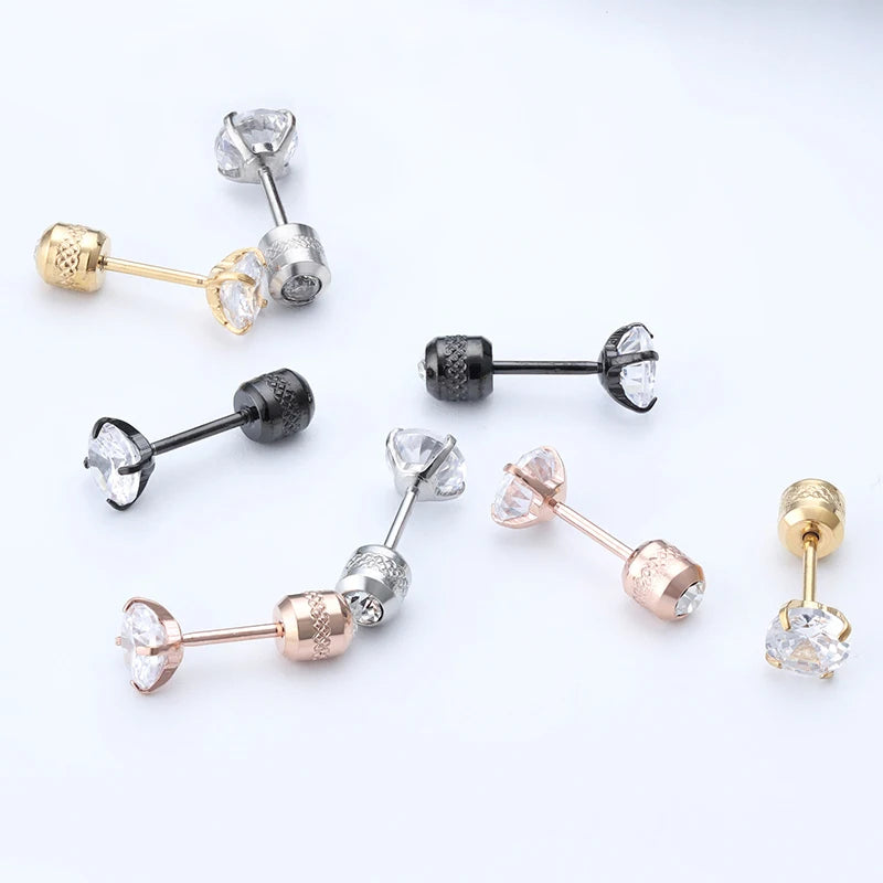 Best Selling in Fashional Stud Earrings Set Hypoallergenic Cubic Zirconia 316L Earrings Stainless Steel Earrings