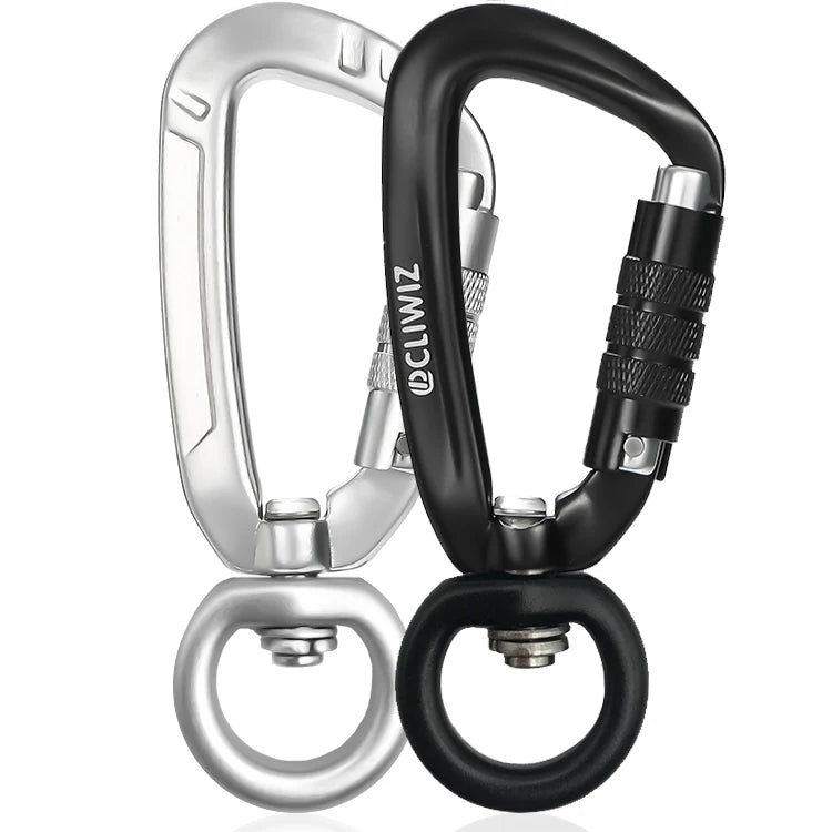 JRSGS 4kN Lightweight Aviation Aluminum Multifunctional Carabiner Swivel Twist Lock Rotating Snap Hook Clip Dog Leash Hammock