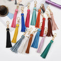 Custom Your Own Fashion Fringe PU Leather Tassel Sublimation  Metal Keychains Tassel Decoration