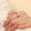 Chris April 316L Stainless Steel 18k PVD Plated Trendy Enamel Thin Star and Moon Finger Ring