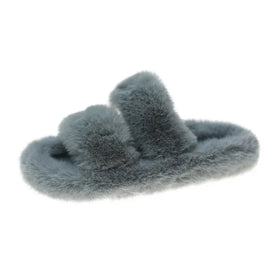 New Korean Net Red Non-slip Furry Slippers Indoor Fluffy Fur Sandals Outdoor