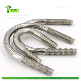 U-shaped Thread High Tensile M6 to M12 Carbon Steel Clamp U Bolt with Nut Screw Galvanized Clamp for Pipe Size