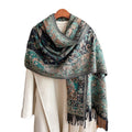Women's Pashmina Shawl and Wrap Multicolor Ethnic Paisley Pattern Scarf Shawls Adult Polyester Easy Way Winter White Farm 081205