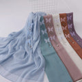 2024 New Hijab Factory New Silver Wrinkle butterfly Chiffon Long Scarf Gauze Scarf Muslim Hijab for Women