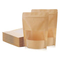 Brown Kraft Heat Sealable Food Storage Doypack Packaging Bag Paper Stand up Pouch with Clear Window and Zipper