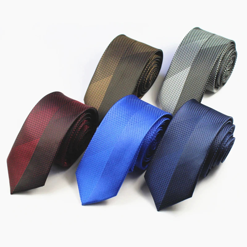 Fashionable Skinny Woven Silk Tie Business Men's Slim Tie 6cm Necktie Gravatas