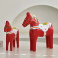 Manufacture Polished Folk Art Dala Horse Ornament Color Painting Swedish Horse Statue Classical Wooden Christmas