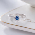 Natural Blue Sapphire Diamond Pear Rings Classic Best Gemstone 18k Gold Wedding Ring for Women Fine Jewelry