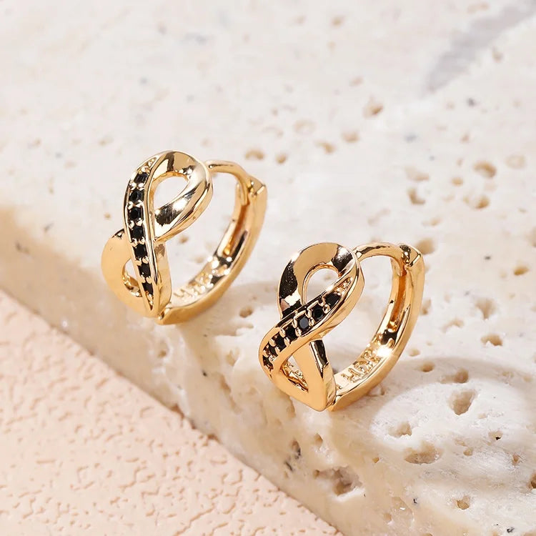 Aretes-y-accesori Por Mayor love Knot 8 Sign Earrings huggies Hoop Brass Gold Plated Pendientes