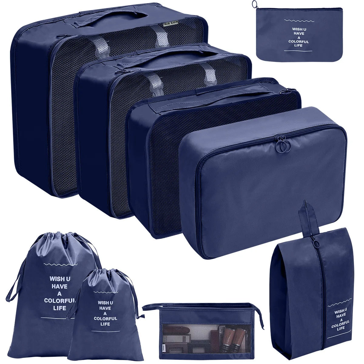 10 Pcs Set Fashion Cosmetic Bag Stock Large Professional Waterproof Travel Makeup Toiletry Strong Zipper Closure Polyester Bag