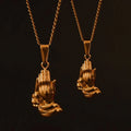 Premium Quality 316L Stainless Steel Religious Faith Praying Hands Pendant Gold Our Lord's Prayer Hands Pendant Necklace for Men