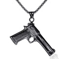 Luxury Trendy Stainless Steel Gold Plated Silver Men Pistol Anniversary Gift Pendant Chain Necklace