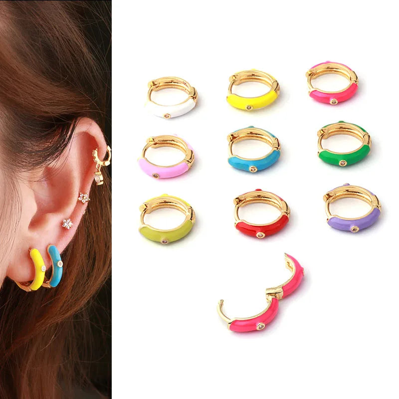 Colorful Enamel Gold Plated Plug & Tunnel Earring Auricle Jewelry Cartilage Lobe Ear Piercing for Women Wedding Gift