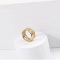 New Fashion Stainless Steel Modern Weave Wire Mesh Band Ring Wide Women Gold Open Lines Wave Wide Band Braid Ring