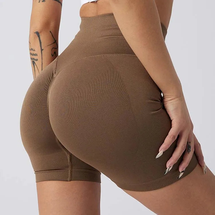 Fashion Hot Sale Women`s Gym Shorts Custom logo High Waist Seamless Scrunch Butt Sports Shorts for Women
