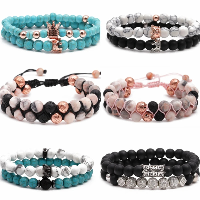 2022 Diy Bracelet Charms Jewelry New Designer Women Mens Crystal Crown Beads Adjustable Bracelets Set
