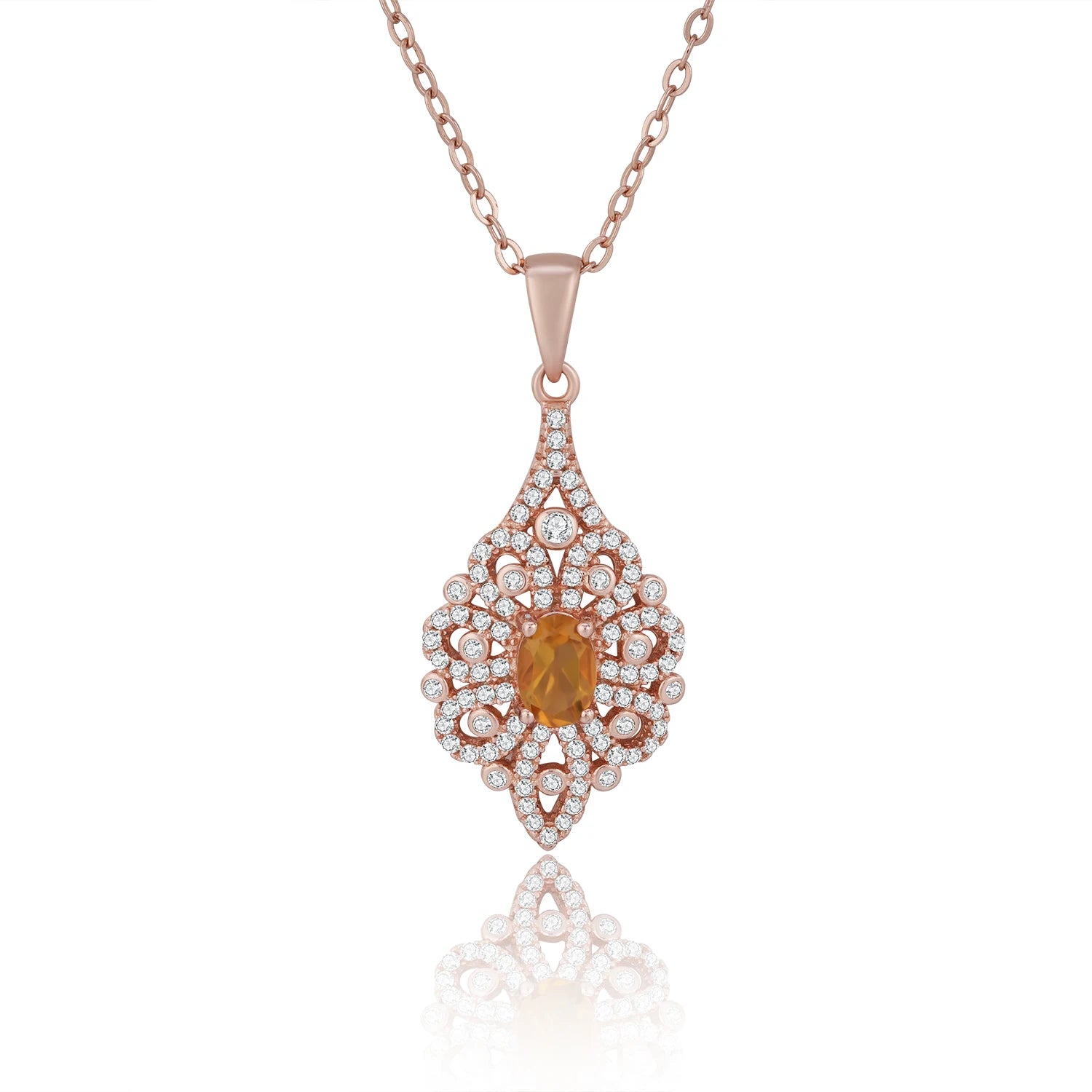YBO Natural Citrine Pendant S925 Silver Rose Gold Plating Geometric Trendy Gemstone Necklace for Women Wholesale Price Wedding