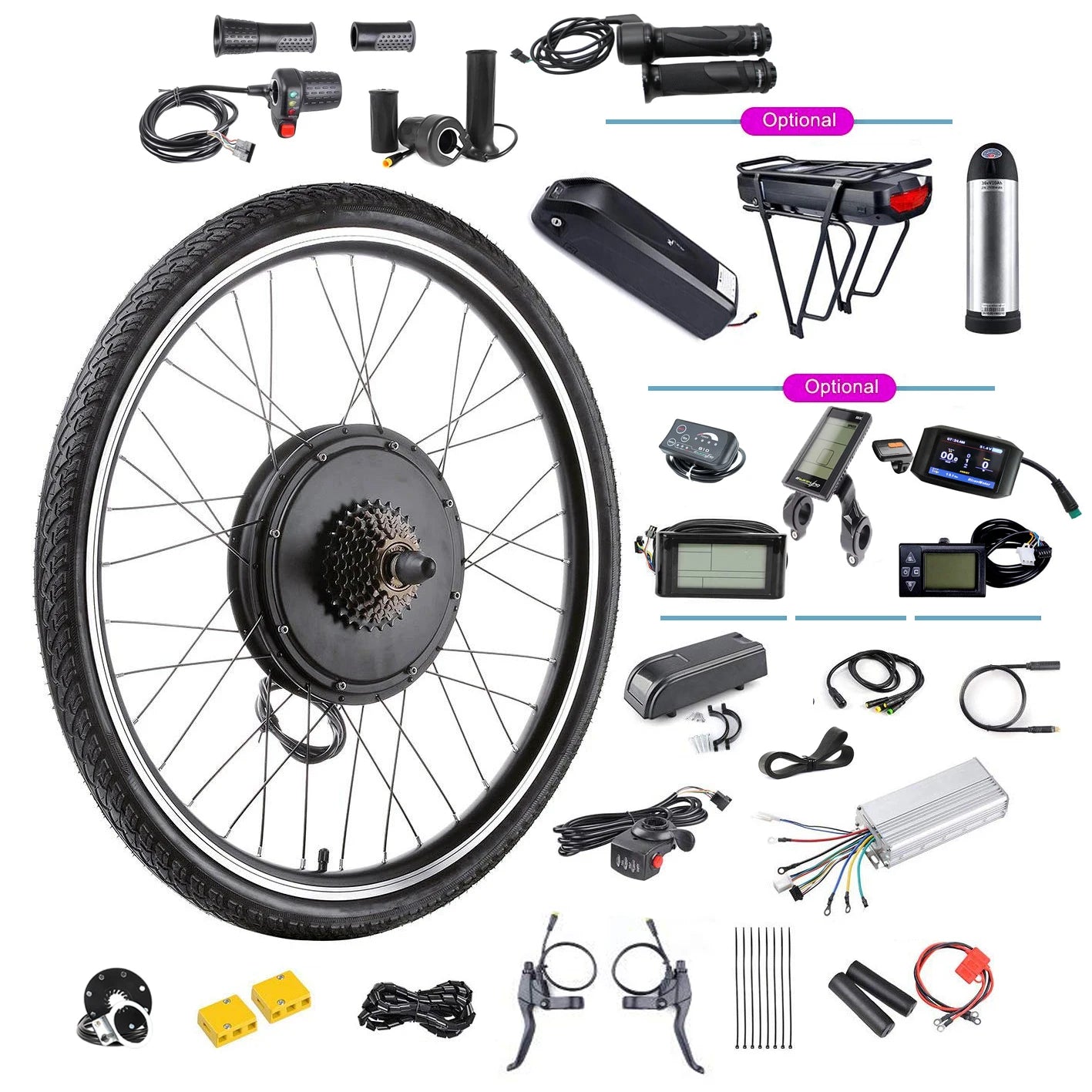 Best Sales Brushless 48v 1000w Hub Motor Electric Bicycle Kit Battery case Optional 5000w Ebike Kit Cassette Update
