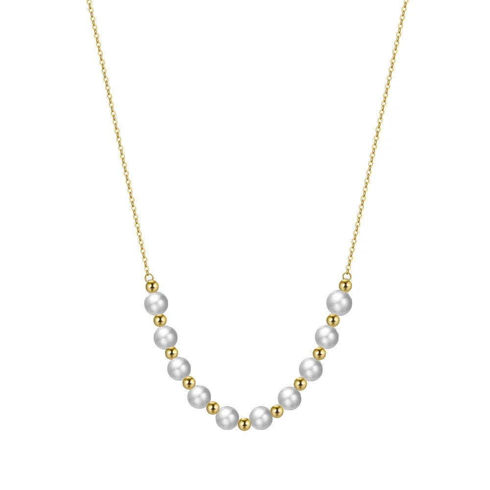 RINNTIN GPN23 Trendy Freshwater Baroque Pearls Necklace Jewelry Pearl Beads Adjustable 925 Sterling Silver Necklace for Women