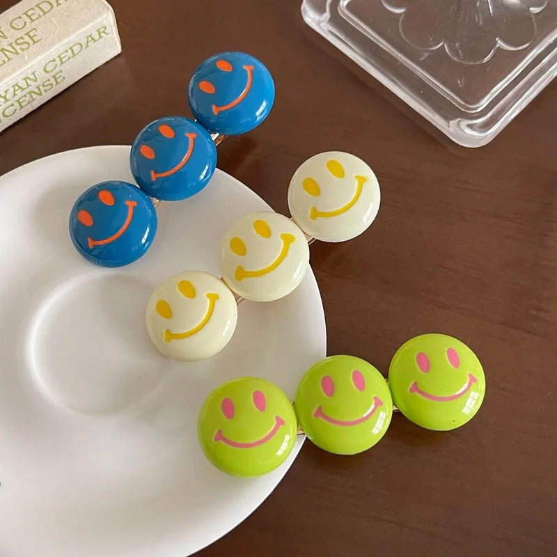 Korean Ins Three-dimensional Smiling Face Hairpin Simple and Versatile Resin Bangclip Girl Duck Bill Hairpin Clip