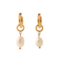 2025 Vintage Jewelry Freshwater Pearl Drop Earrings 18k Gold Plated Stainless Steel Baroque Pearl Hoop Earrings Women