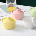 Glazed Ceramic Bowl with Lid Oven Safe for Baking & Serving for Cake Pudding Dessert in Restaurants Weddings