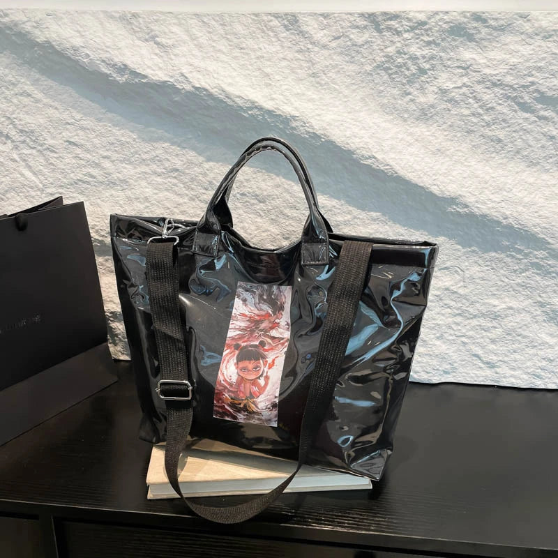 2025 Hot Selling Nezha Anime Tote Bags Nylon PVC Composite Material Large Capacity Casual Shopper Shoulder Bag