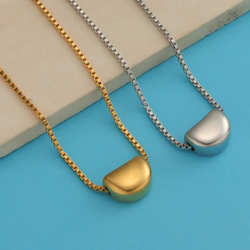 Stainless Steel Water Drop Beans Charm Chain Choker Necklace for Women Unique Design Fashion Pendants & Jewelry